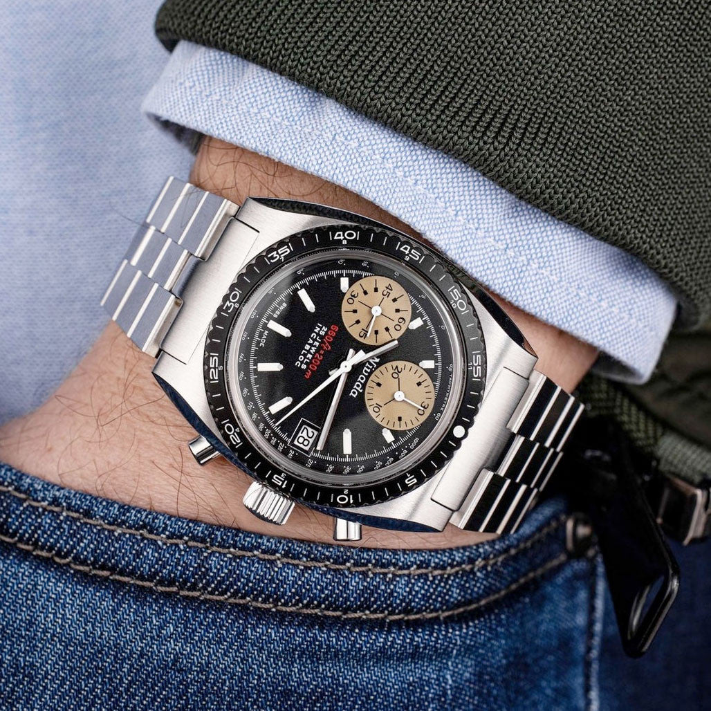 Nivada Grenchen Autochron Watch with Black Dial #77002A45 — Long