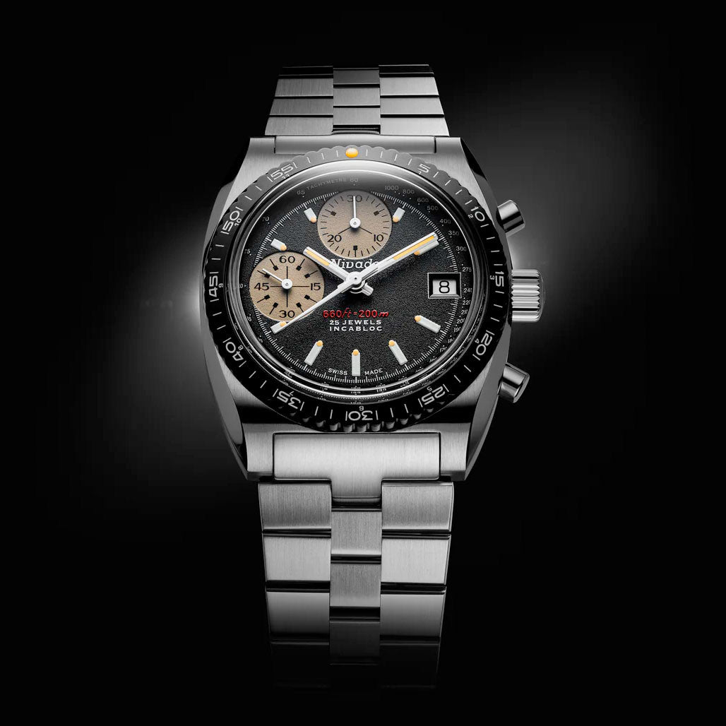 Nivada Grenchen Autochron Watch with Black Dial #77002A45 — Long