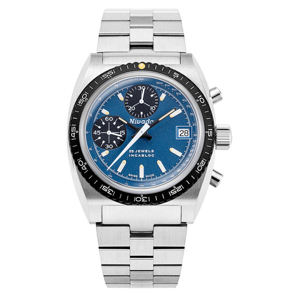 Nivada Grenchen Autochron Watch with Blue Dial #77003A45