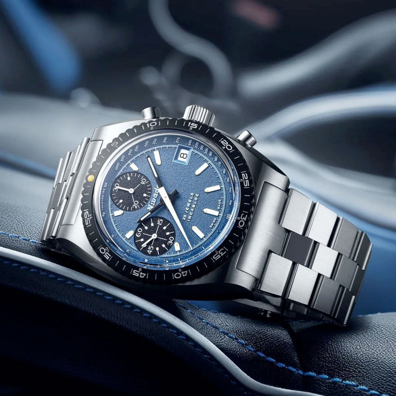 Nivada Grenchen Autochron Watch with Blue Dial #77003A45