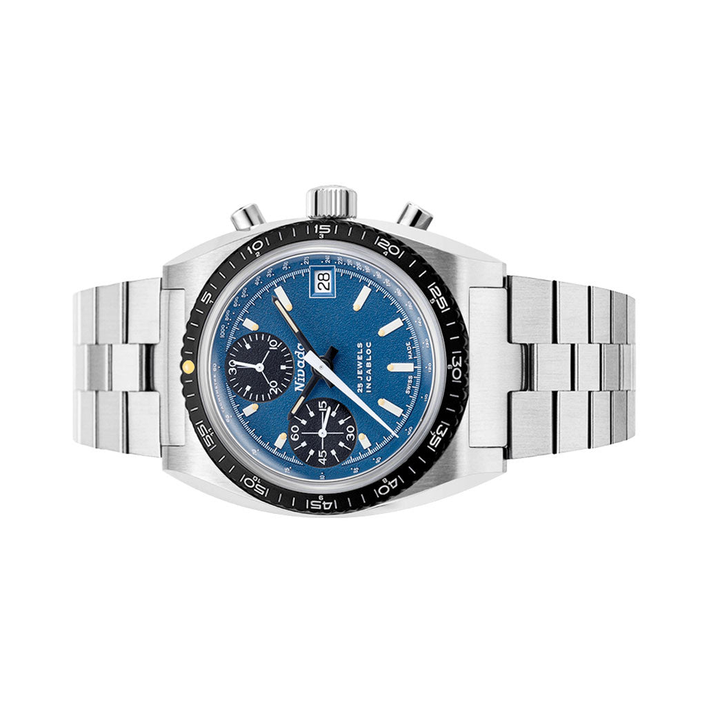 Nivada Grenchen Autochron Watch with Blue Dial #77003A45 — Long