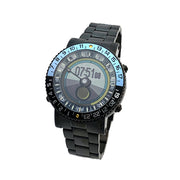 YES V7 Black Titanium World Time Watch with Blue Accents and Titanium Bracelet #7B-KB-P3