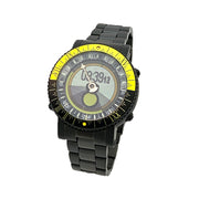 YES V7 Black Titanium World Time Watch with Yellow Accents and Titanium Bracelet #7B-OO-S3