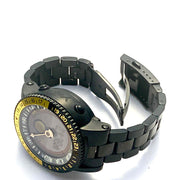 YES V7 Black Titanium World Time Watch with Yellow Accents and Titanium Bracelet #7B-OO-S3 side