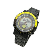 YES V7 Black Titanium World Time Watch with Yellow Accents and Titanium Bracelet #7B-OO-S3 tilt