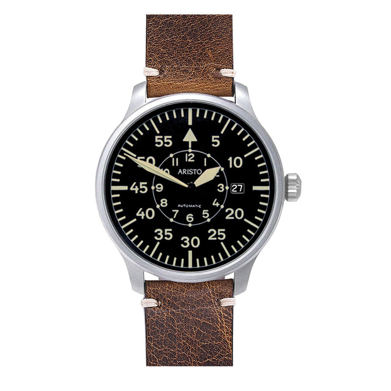 Aristo Vintage Flieger with Swiss Automatic Movement and Black Dial #7H117 zoom