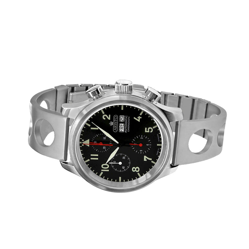 Aristo Chronograph with Swiss Automatic Movement and Rally Bracelet #7H137RS side