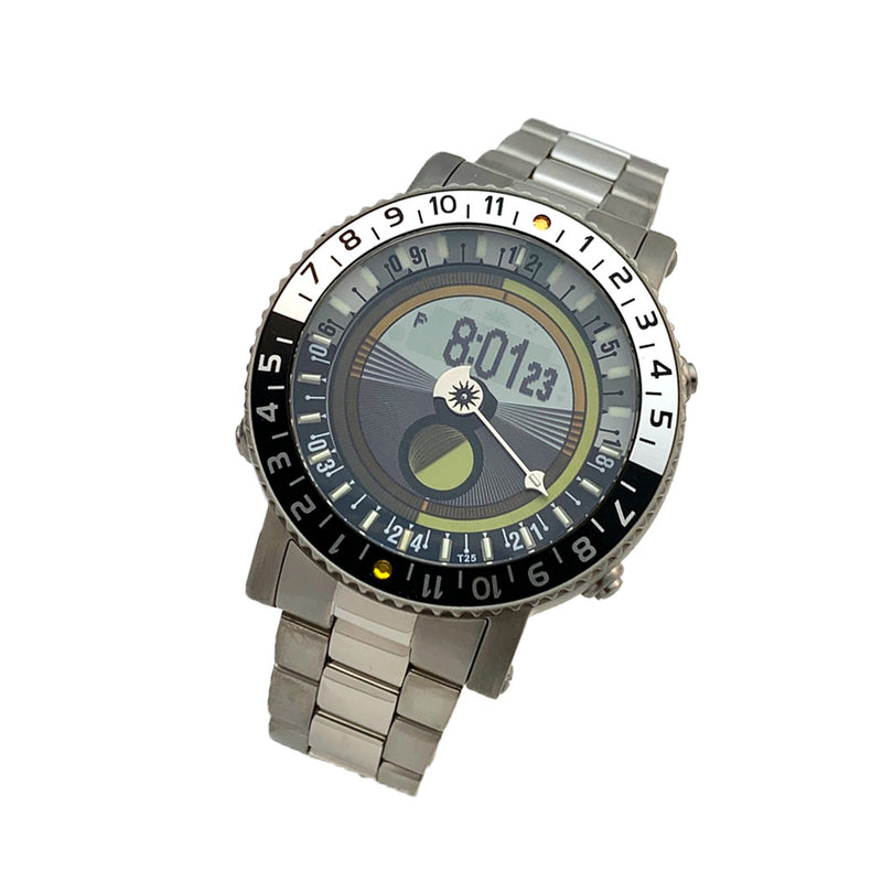YES V7 Titanium World Time Watch with Titanium Bracelet #7S-SO-S3 tilt