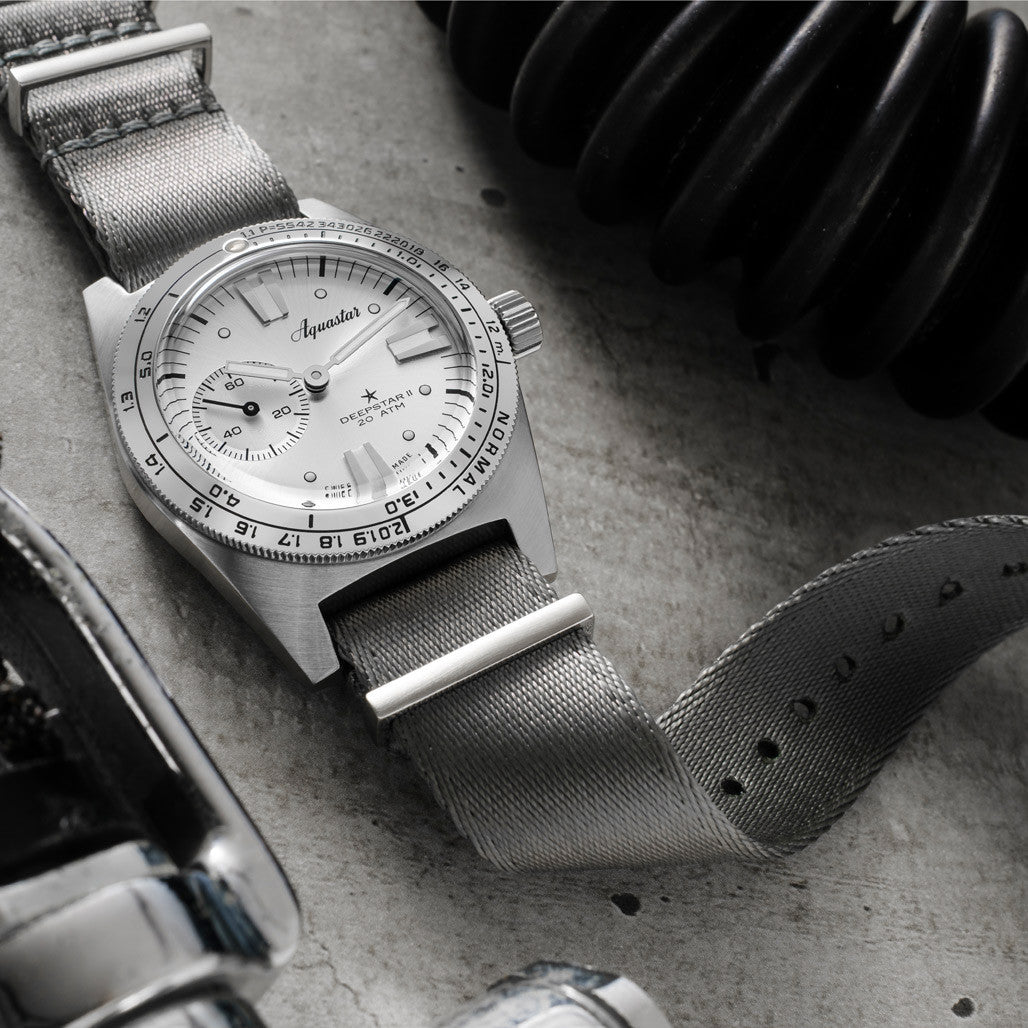 Aquastar Deepstar II Dive Watch with Vintage Silver Dial #AS