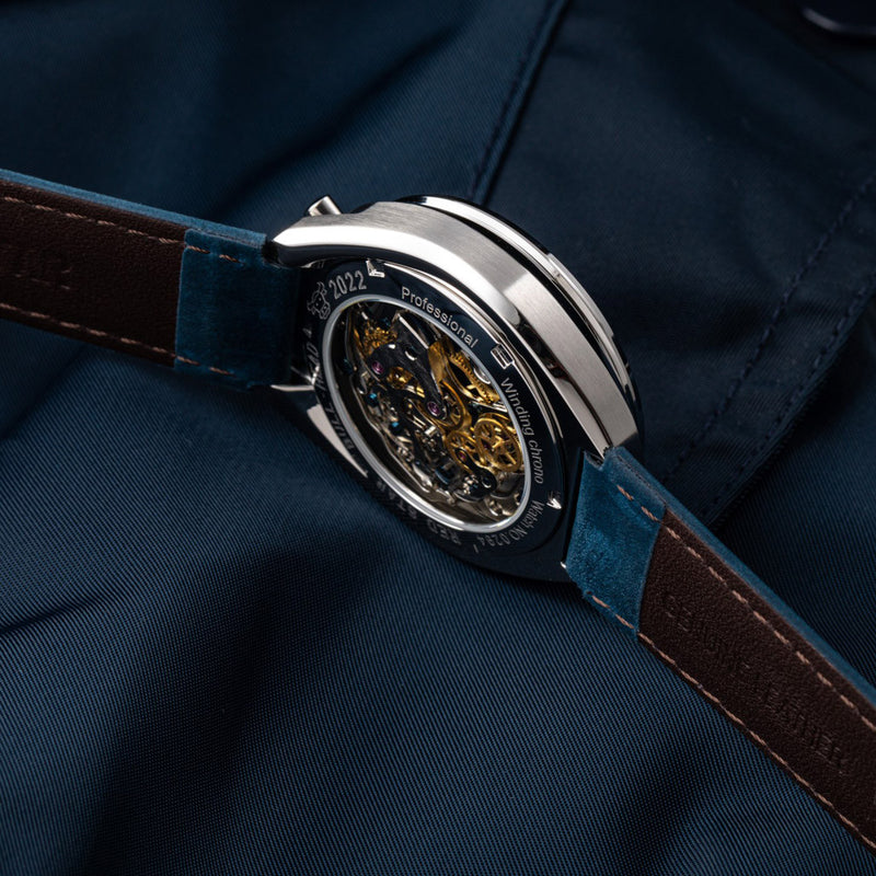 Red Star Bullhead Mechanical Chronograph with Blue Dial #8597G-1 back