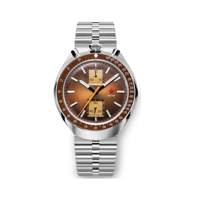 Red Star Bullhead Mechanical Chronograph with Brown Dial #8597G-2