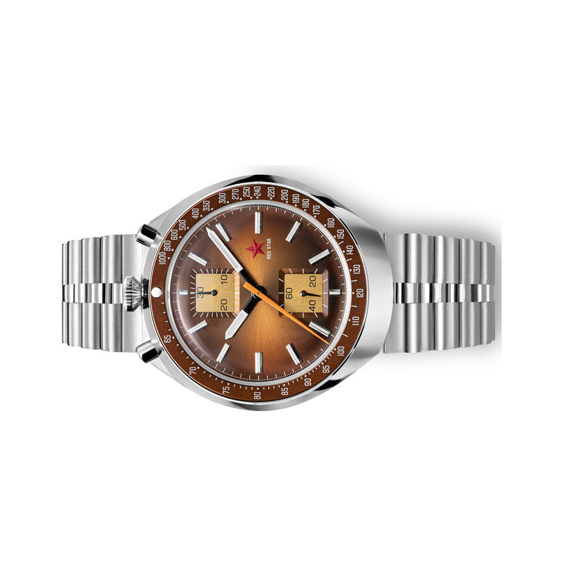 Red Star Bullhead Mechanical Chronograph with Brown Dial #8597G-2