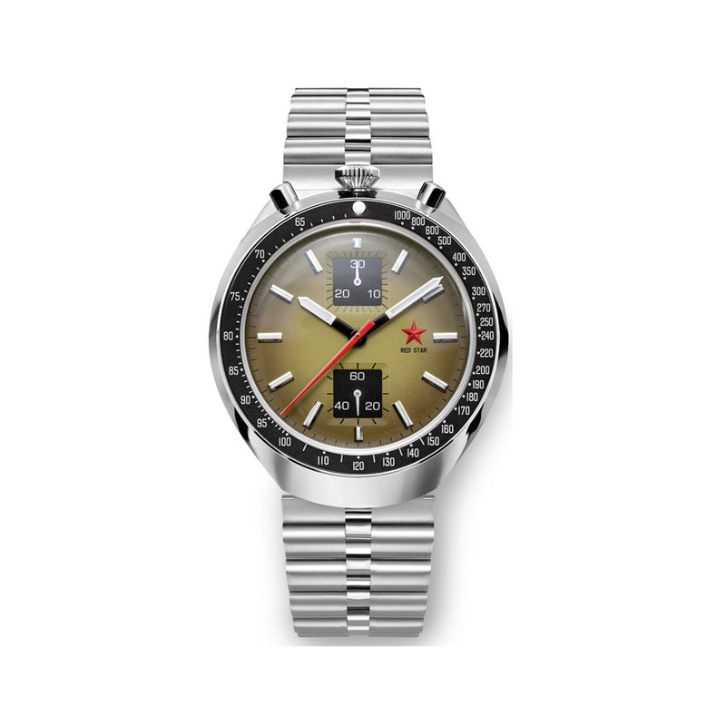 Red Star Bullhead Mechanical Chronograph with Cream Dial #8597G-3