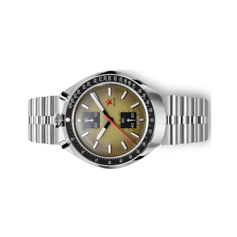 Red Star Bullhead Mechanical Chronograph with Cream Dial #8597G-3