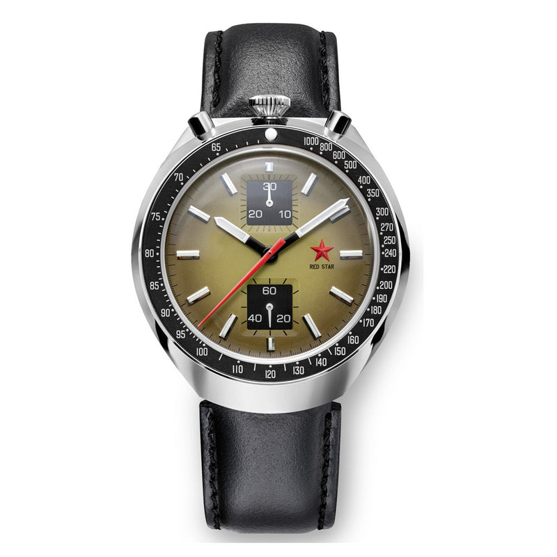 Red Star Bullhead Mechanical Chronograph with Cream Dial #8597G-3 zoom