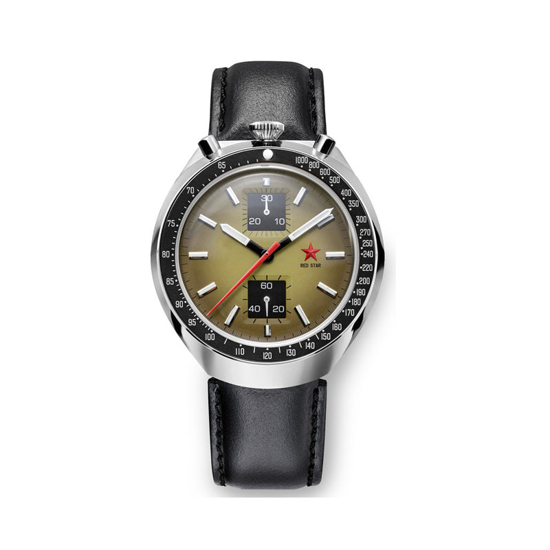 Red Star Bullhead Mechanical Chronograph with Cream Dial #8597G-3