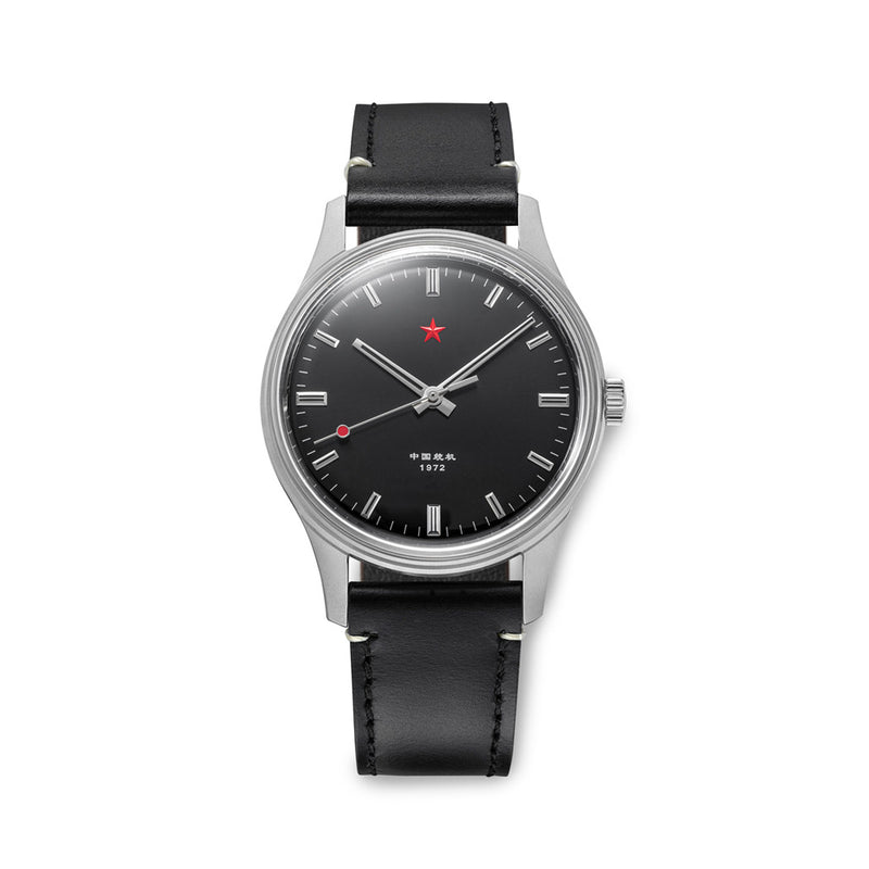 Red Star 3-Hand Dress Watch with Black Dial and Mechanical Movement #8598-B
