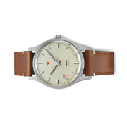 Red Star 3-Hand Dress Watch with Cream Dial and Mechanical Movement #8598-C Side
