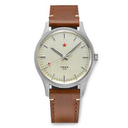 Red Star 3-Hand Dress Watch with Cream Dial and Mechanical Movement #8598-C Zoom