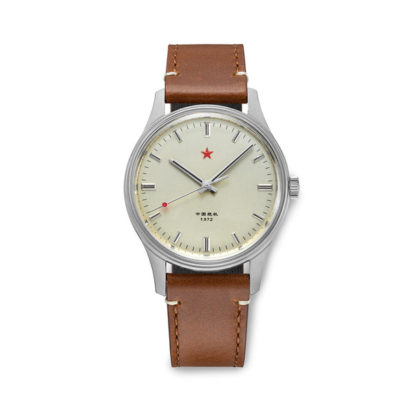 Red Star 3-Hand Dress Watch with Cream Dial and Mechanical Movement #8598-C