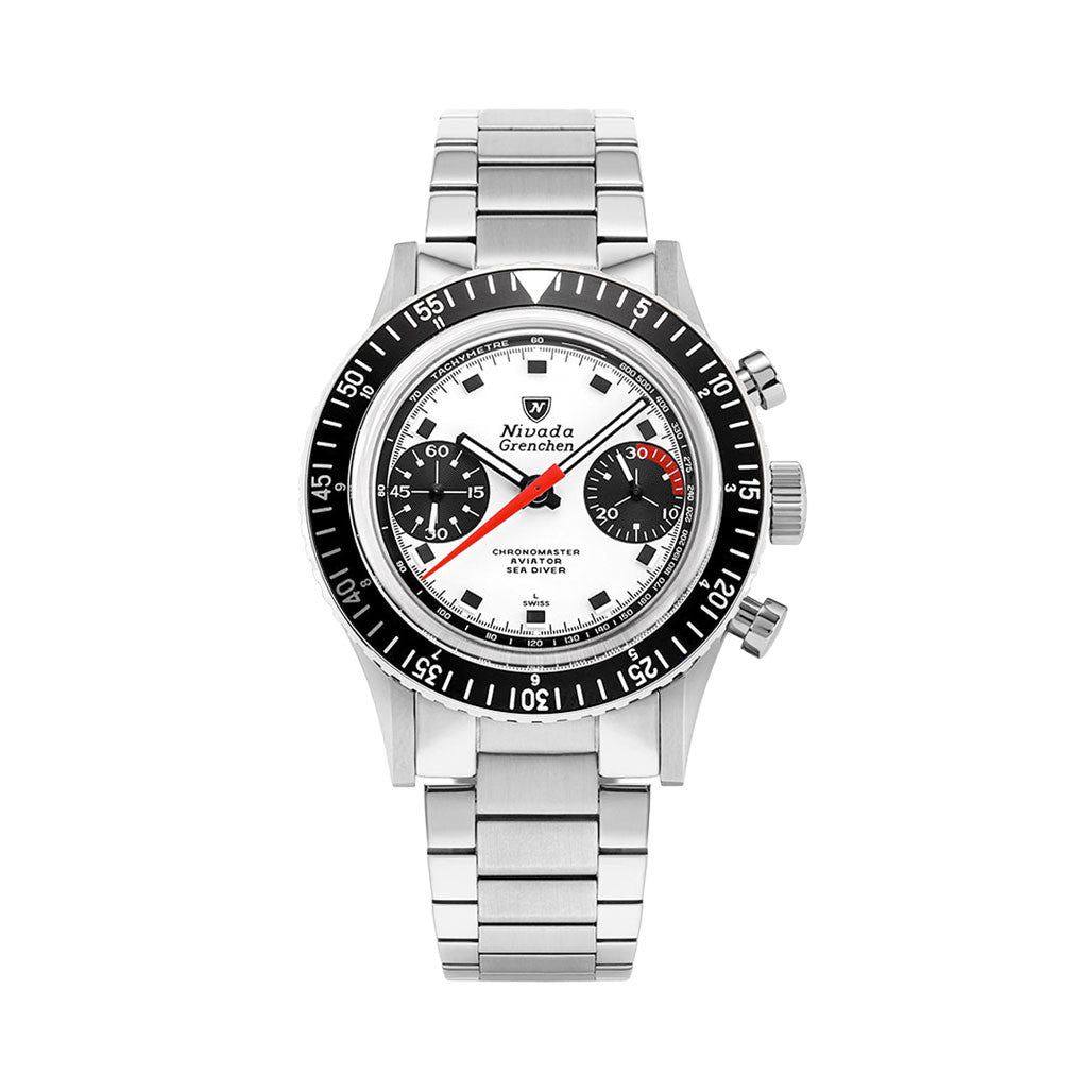 Nivada Grenchen 38mm Chronomaster Panda Dial Watch #86054M20LC