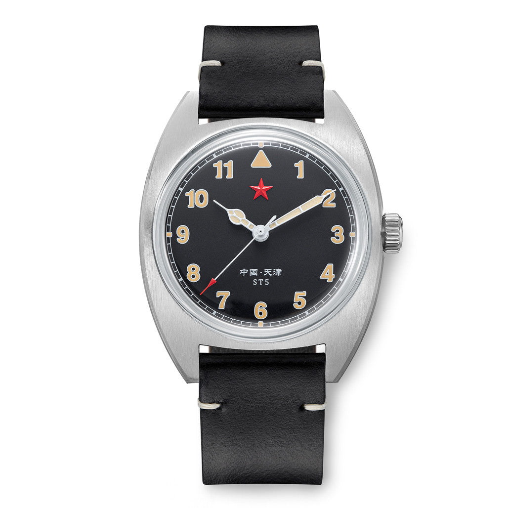 Red Star Historic Watch with ST5 Mechanical Movement and Black