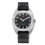 Red Star Historic Watch with ST5 Mechanical Movement and Black Strap #8608-BL Zoom