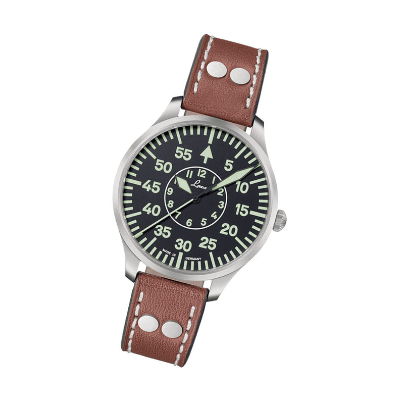 Laco Zurich 40mm Pilot Quartz Watch #861806 tilt