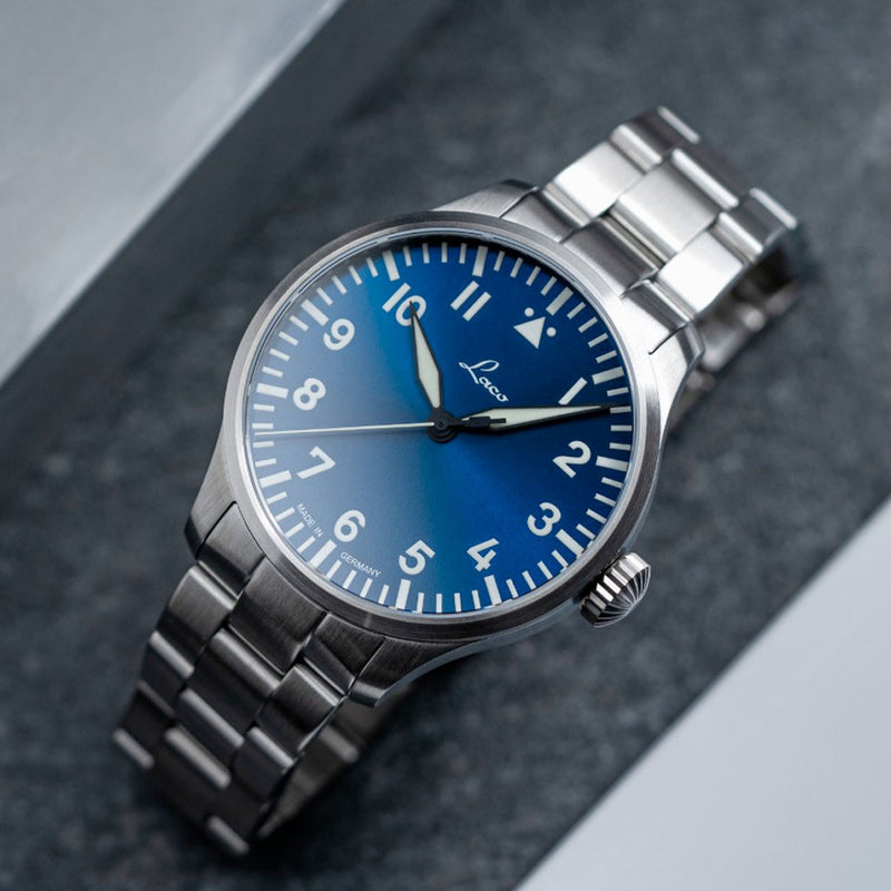 Laco 42mm Augsburg Blaue Stunde Automatic Pilot Watch on Bracelet #862100.2MB