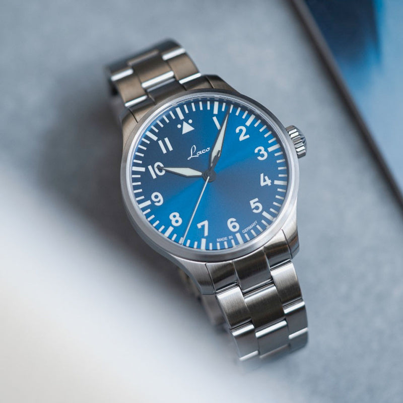 Laco 42mm Augsburg Blaue Stunde Automatic Pilot Watch on Bracelet #862100.2MB