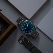 Laco 42mm Augsburg Blaue Stunde Automatic Pilot Watch on Bracelet #862100.2MB
