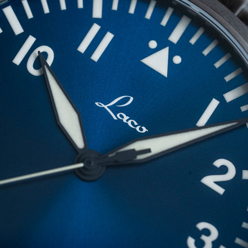 Laco 42mm Augsburg Blaue Stunde Automatic Pilot Watch on Bracelet #862100.2MB
