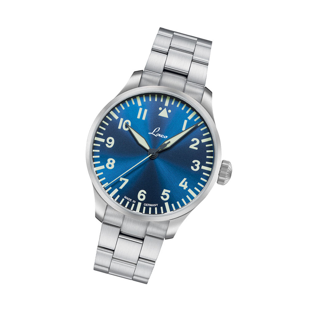 Laco 42mm Augsburg Blaue Stunde Automatic Pilot Watch on Bracelet