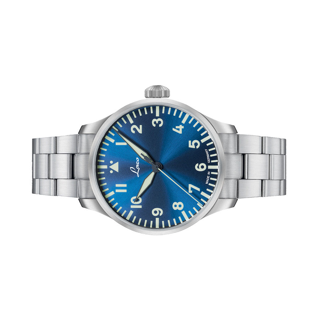Laco 42mm Augsburg Blaue Stunde Automatic Pilot Watch on Bracelet