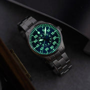 Laco 42mm Aachen Blaue Stunde Automatic Pilot Watch on Bracelet #862101.2MB