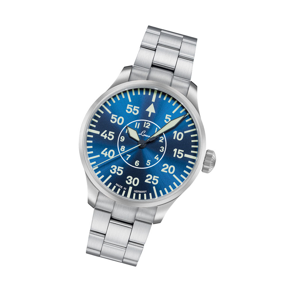 Laco by lacher アナログ腕時計 文字盤ブルー Laco 42mm Aachen Blaue Stunde Automatic Pilot Watch on Bracelet