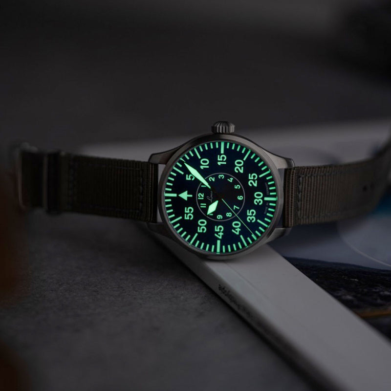 Laco 42mm Aachen Blaue Stunde Automatic Pilot Watch #862101.2
