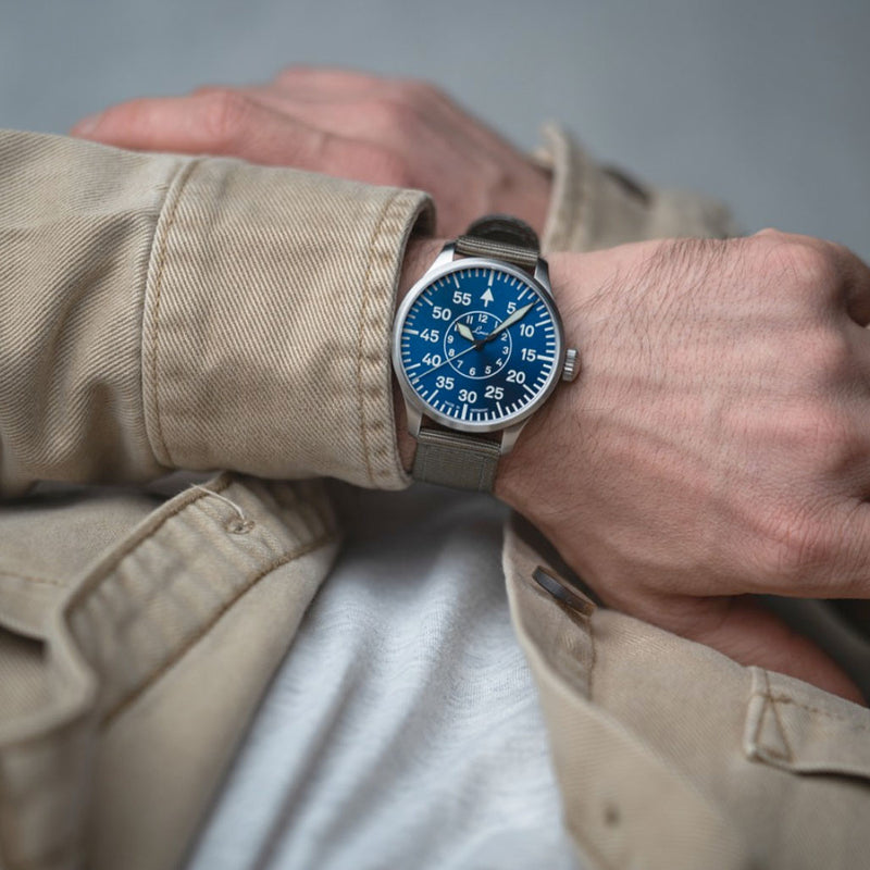 Laco 42mm Aachen Blaue Stunde Automatic Pilot Watch #862101.2