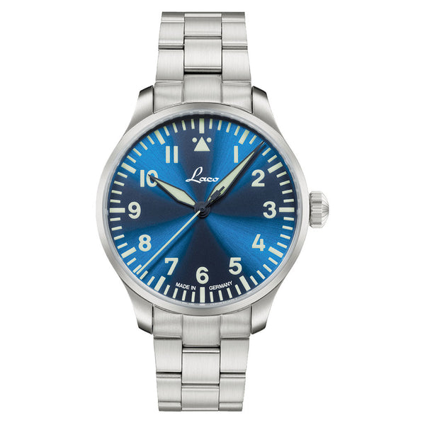 Laco 39mm Augsburg Blaue Stunde Automatic Pilot Watch on Bracelet #862102.2MB