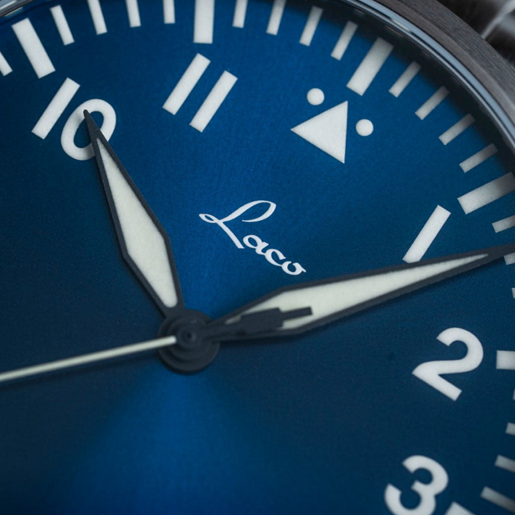 Laco 39mm Augsburg Blaue Stunde Automatic Pilot Watch on Bracelet