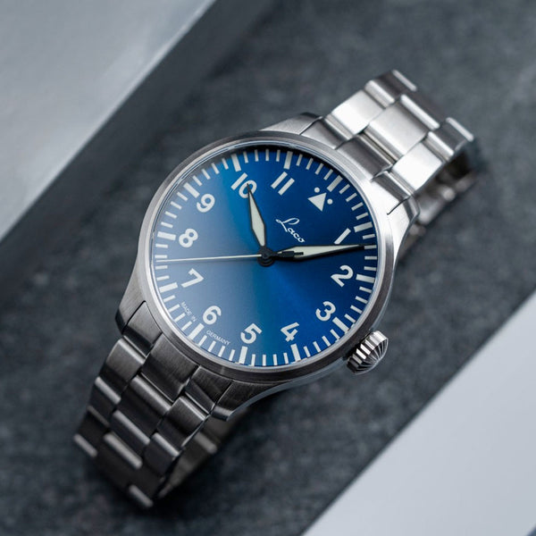 Laco 39mm Augsburg Blaue Stunde Automatic Pilot Watch on Bracelet #862102.2MB