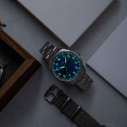 Laco 39mm Augsburg Blaue Stunde Automatic Pilot Watch on Bracelet #862102.2MB