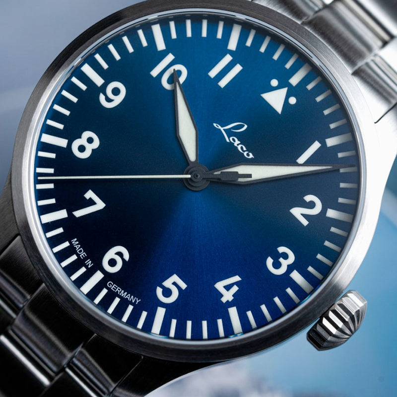 Laco 39mm Augsburg Blaue Stunde Automatic Pilot Watch on Bracelet #862102.2MB