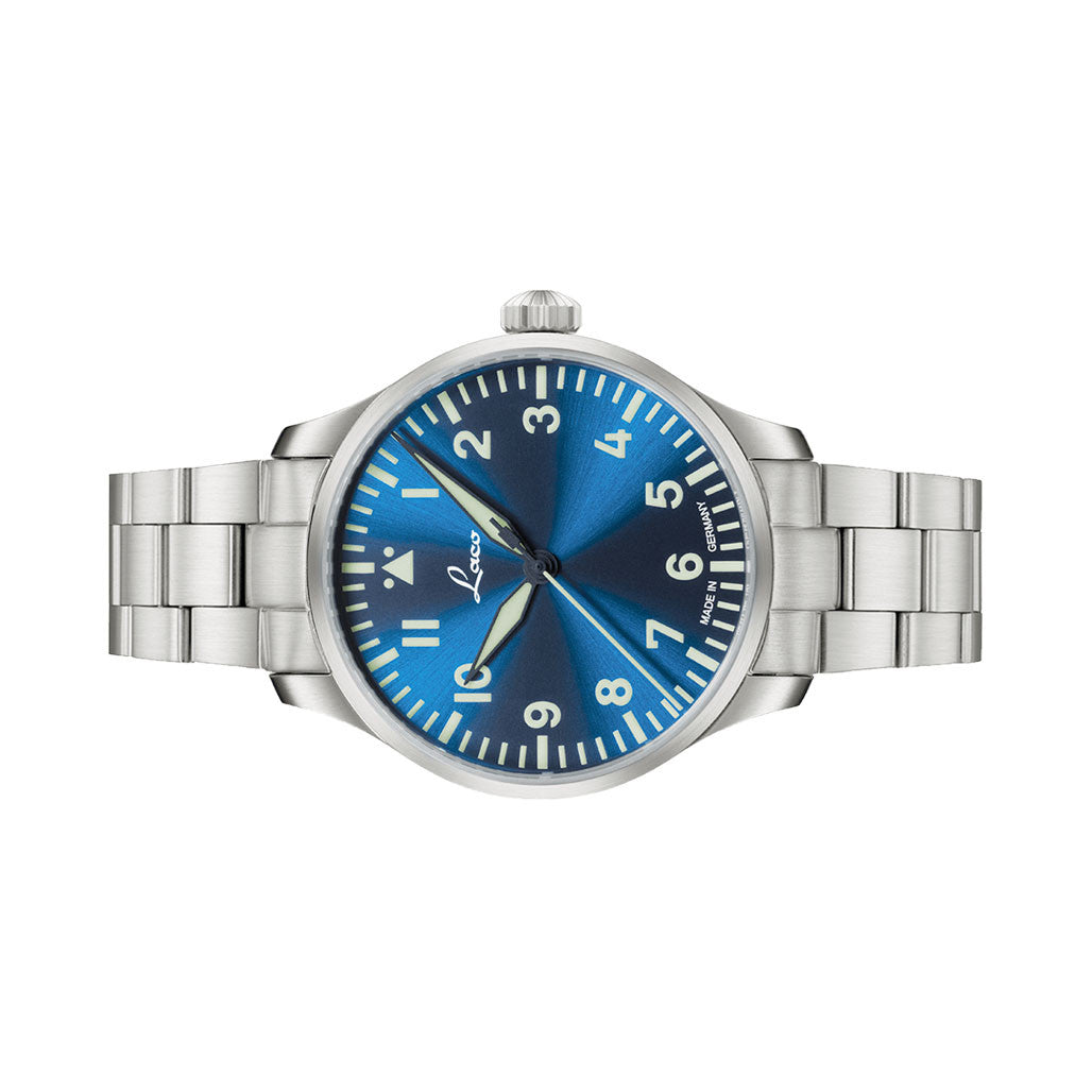 Laco 39mm Augsburg Blaue Stunde Automatic Pilot Watch on Bracelet
