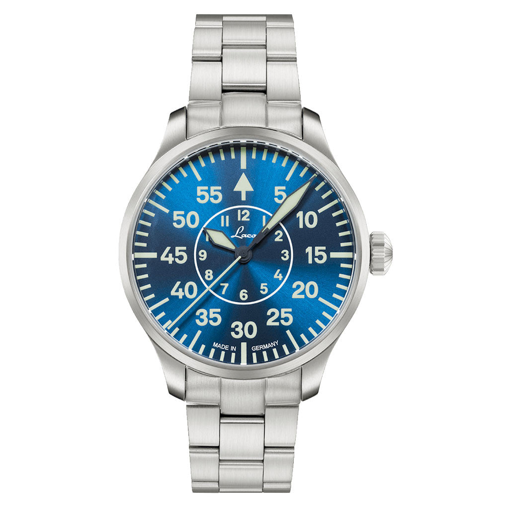 Laco 39mm Aachen Blaue Stunde Automatic Pilot Watch on Bracelet