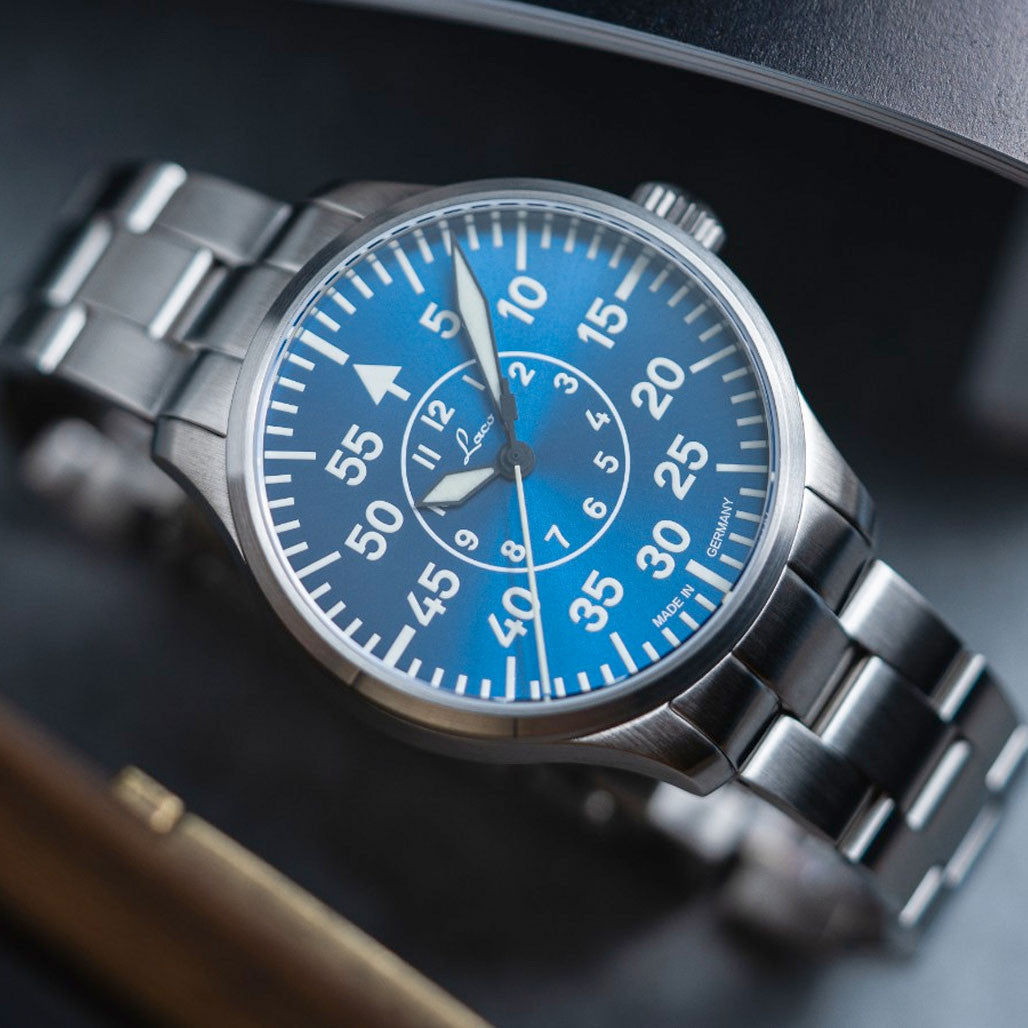 Laco 39mm Aachen Blaue Stunde Automatic Pilot Watch on Bracelet