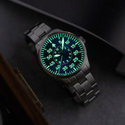 Laco 39mm Aachen Blaue Stunde Automatic Pilot Watch on Bracelet #862103.2MB
