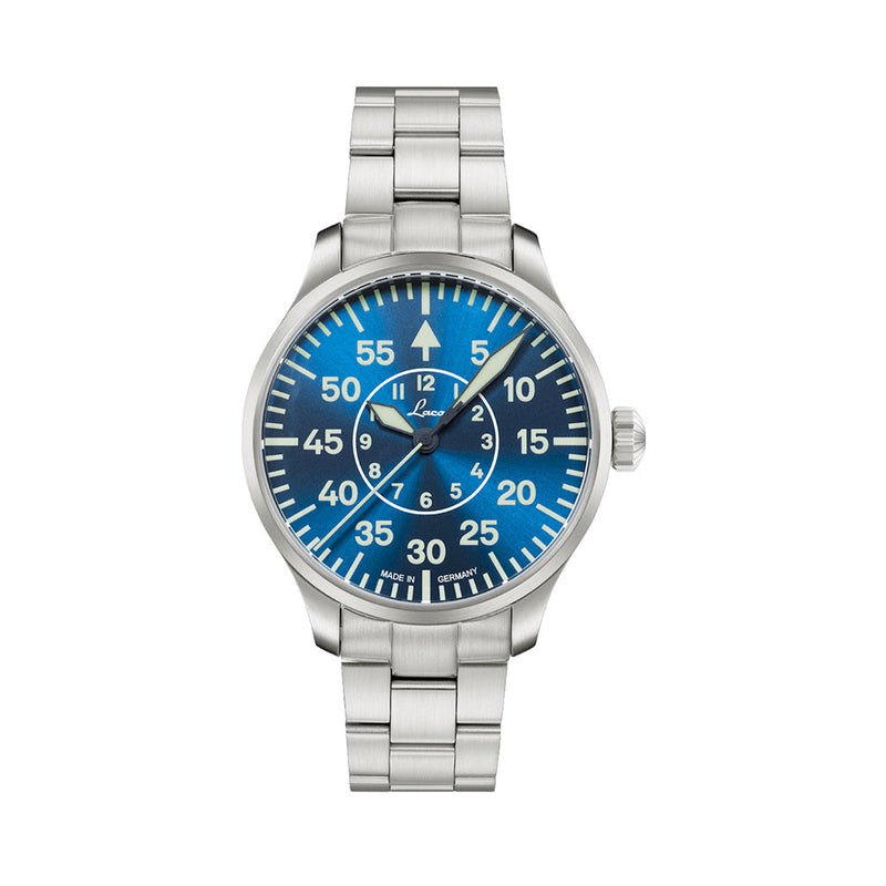 Laco 39mm Aachen Blaue Stunde Automatic Pilot Watch on Bracelet #862103.2MB