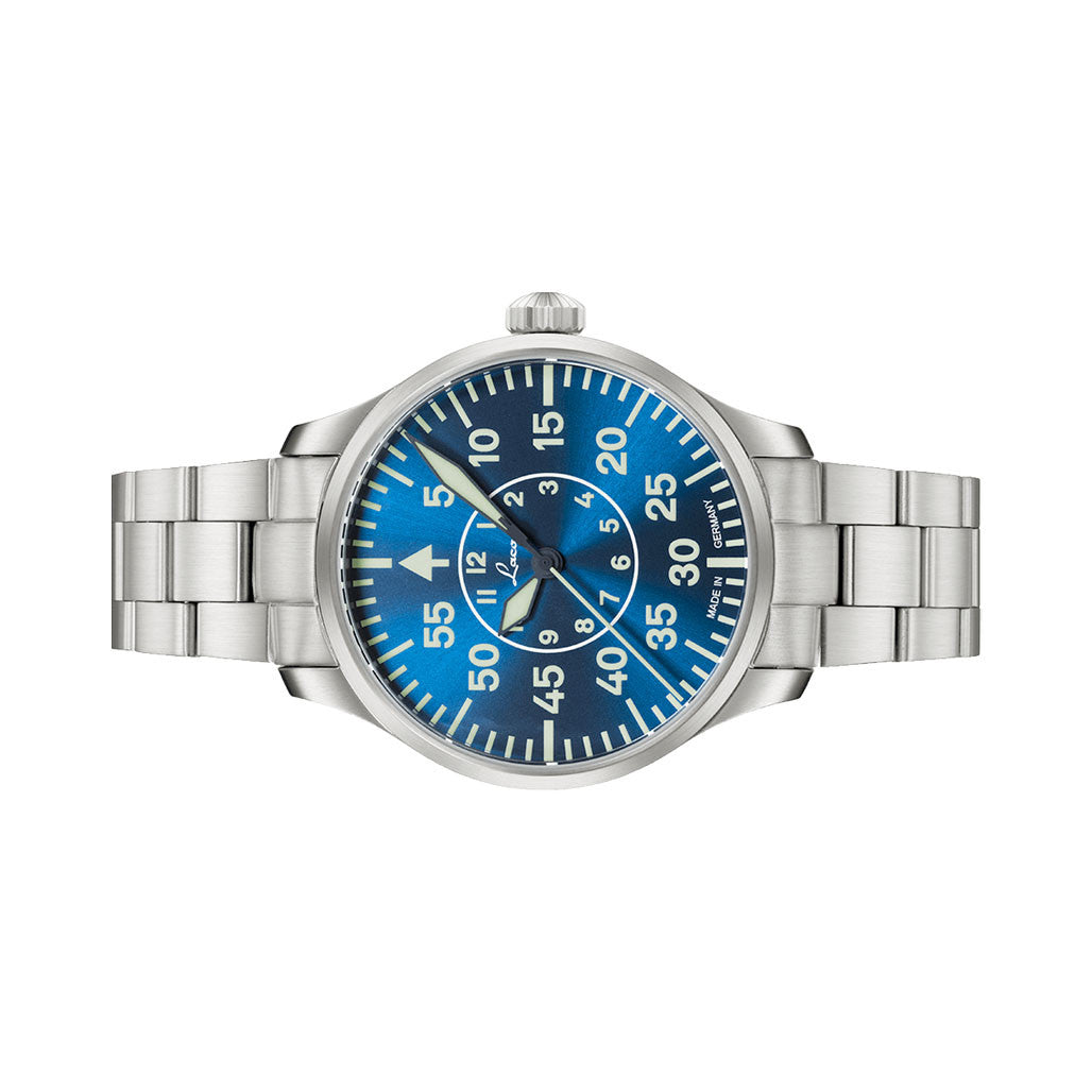 Laco 39mm Aachen Blaue Stunde Automatic Pilot Watch on Bracelet
