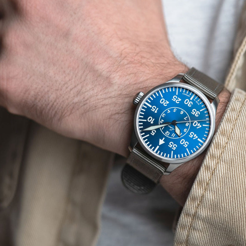 Laco 39mm Aachen Blaue Stunde Automatic Pilot Watch #862103.2